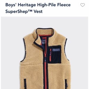 Vineyard Vines Boys Heritage High-Pile Fleece Supersherp Vest Sz 6 Tan
